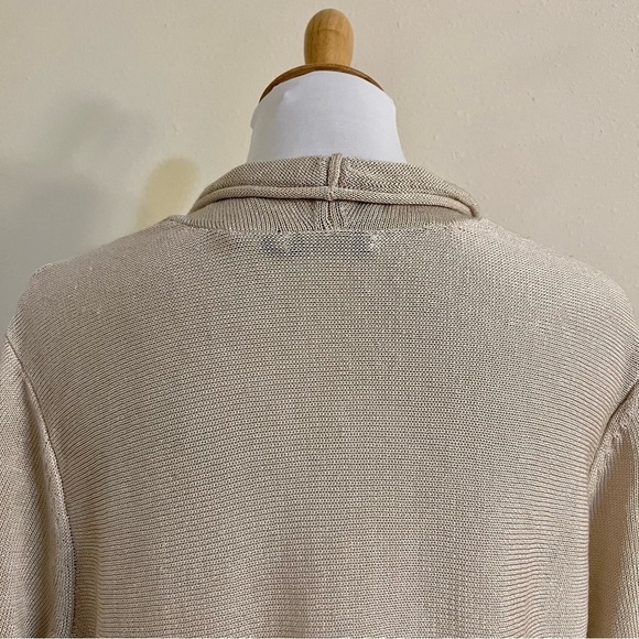 NIC+ZOE Women's Linen crochet hem Longline Cardigan in Oakmeal women’s size L - Picture 8 of 10